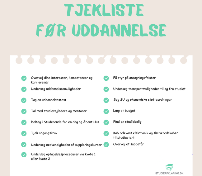 Tjekliste - Før uddannelse